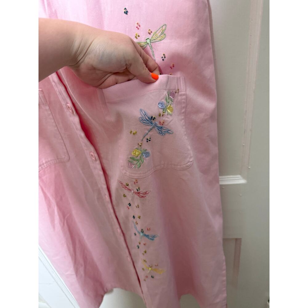 VTG Draper’s & Damon’s pink beaded floral 90s butterfly dragonfly dress med NWT - Picture 8 of 10